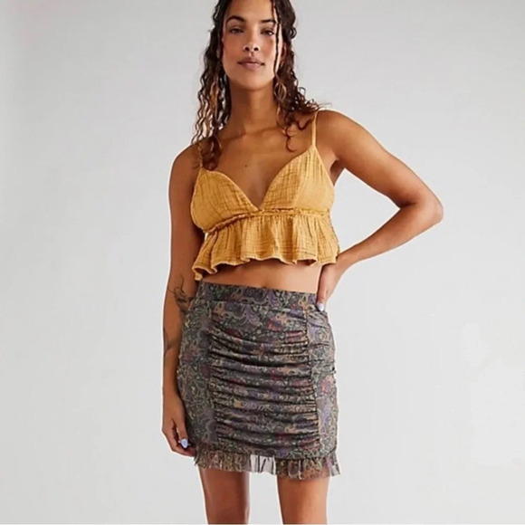 Free People Romi Mesh Paisley Mini Skirt New Medium - Picture 1 of 10